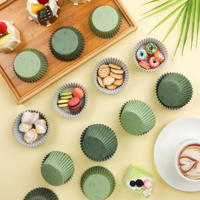 Alt view image 3 of 7 - Sage Green Cupcake Liners 200Ct Baking Cups Wedding Party Decor | food safe paper,muffin wrappers,cupcake liners,baking supplies,standard size,baby shower,bridal shower,kids birthday,forest