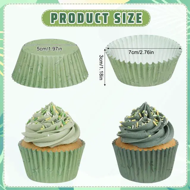 Alt view image 4 of 7 - Sage Green Cupcake Liners 200Ct Baking Cups Wedding Party Decor | food safe paper,muffin wrappers,cupcake liners,baking supplies,standard size,baby shower,bridal shower,kids birthday,forest