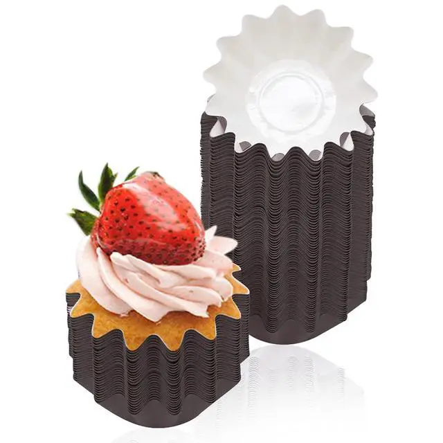 Main image of 100 PCS Baking Cups Cupcake Liner Flared Brioche Muffin Wrappers (Brown) | Standard Greaseproof Coated Paper Cup for Wedding Birthday Holiday Party or Baby Shower