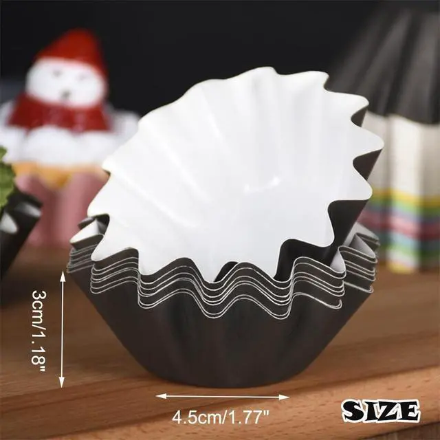 Alt view image 2 of 7 - 100 PCS Baking Cups Cupcake Liner Flared Brioche Muffin Wrappers (Brown) | Standard Greaseproof Coated Paper Cup for Wedding Birthday Holiday Party or Baby Shower