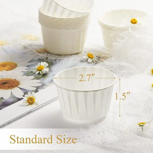Alt view image 2 of 7 - White Cupcake Liners, 100pcs Muffin Baking Cups,Ramekin Holders, Heavy Duty Oil-proof Wrappers for Wedding,Birthday,Party,Baby Showers,Gift for Valentine's Day