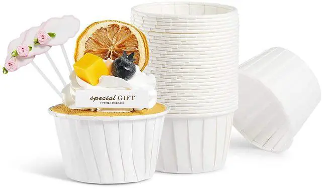 Main image of White Cupcake Liners, 100pcs Muffin Baking Cups,Ramekin Holders, Heavy Duty Oil-proof Wrappers for Wedding,Birthday,Party,Baby Showers,Gift for Valentine's Day