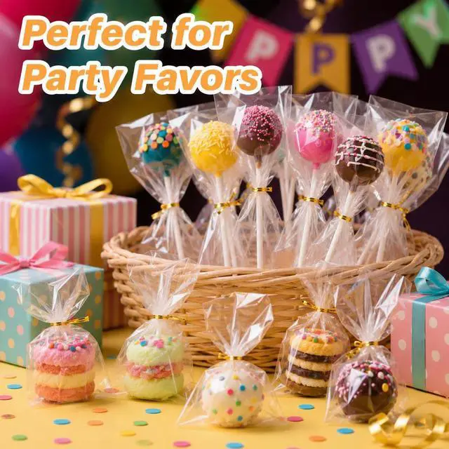 Alt view image 6 of 7 - 600 Pcs Cake Pop Sticks and Wrappers Kit for Candy and Parties | 200 Cake Pop Sticks, 200 Clear Treat Bags and 200 Twist Ties for Lollipops, Candy, Chocolate, Cookies and Favors