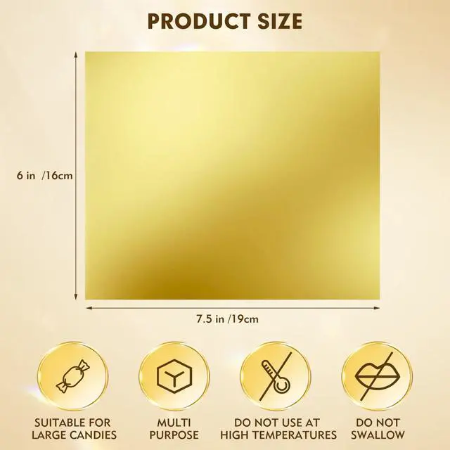 Alt view image 2 of 7 - Chocolate Bar Wrappers 120pcs - 6x7.5 Inch Gold Foil Paper with Thick Backing | Premium Candy Wrappers for Homemade Chocolate Bars, Candies, Holiday Gifts | Reusable Food-Grade Packaging