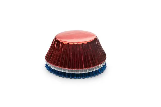 Alt view image 2 of 7 - Patriotic Muffin and Cupcake Liners, 45 Standard Size Foil Wrappers | Fun Red White And Blue Cupcake Liners | Standard Sized Baking Wrappers | Muffin & Cupcake Liners For 4th of July | Disposable