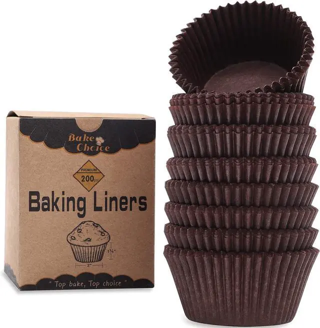 Main image of 200pcs Standard Cupcake Liners for Baking, Brown Muffin Liners | Food-grade cupcake wrappers, greaseproof parchment paper for Christmas decorations
