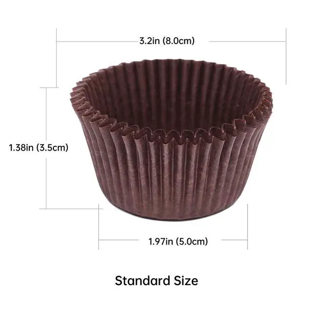 Alt view image 2 of 7 - 200pcs Standard Cupcake Liners for Baking, Brown Muffin Liners | Food-grade cupcake wrappers, greaseproof parchment paper for Christmas decorations