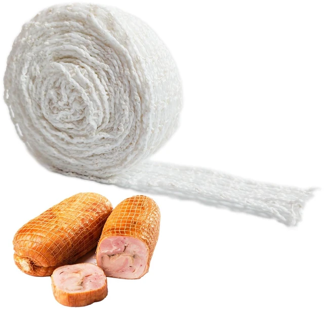 Main image of 16.4ft Meat Netting Roll, Size 16 Ham Sock Elastic Netting | Meat Butcher Twine Net for Meat Cooking Smoking, or Drying