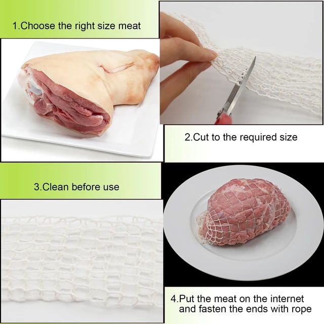 Alt view image 4 of 7 - 16.4ft Meat Netting Roll, Size 16 Ham Sock Elastic Netting | Meat Butcher Twine Net for Meat Cooking Smoking, or Drying