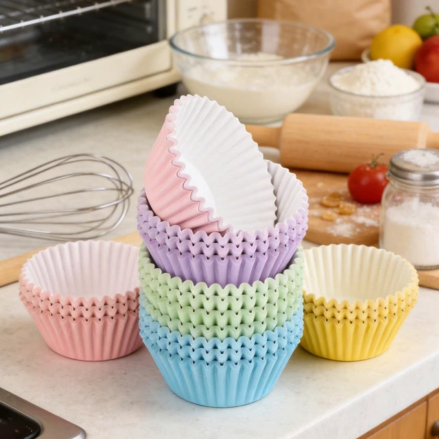 Alt view image 4 of 7 - 600 Pack Pastel Cupcake Liners Colorful Cupcake Wrappers Baking Cup Standard Size Muffin Liners for Spring Easter Baby Shower Wedding Birthday Pride Party Candy Cake Decorations Supplies