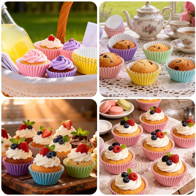 Alt view image 7 of 7 - 600 Pack Pastel Cupcake Liners Colorful Cupcake Wrappers Baking Cup Standard Size Muffin Liners for Spring Easter Baby Shower Wedding Birthday Pride Party Candy Cake Decorations Supplies