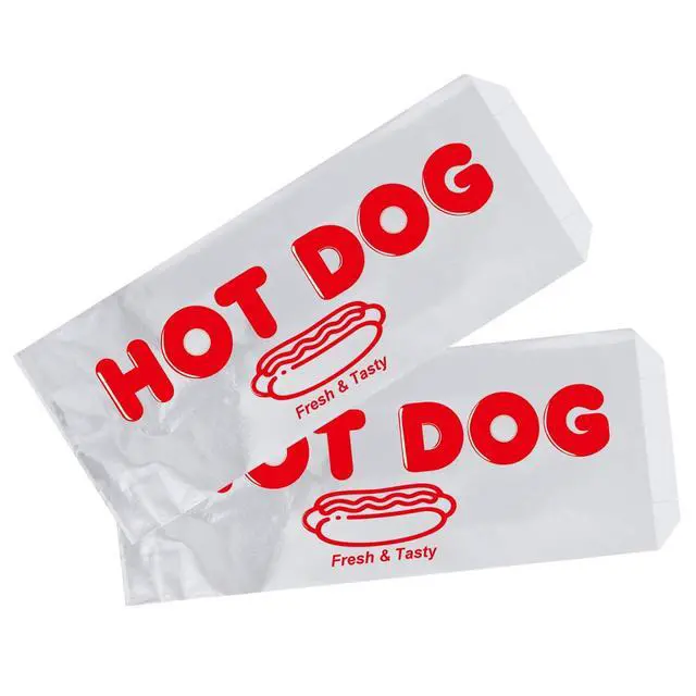 Alt view image 7 of 7 - Foil Hot Dog Wrappers, Foil Laminated Paper Bags, 9" x 3.7",50 Pack,Insulated,Grease Resistant Hot Dog Sleeves, Disposable Bulk Hot Dog Bags for Carnival,Party,Food Cart,Concession Stand (50)