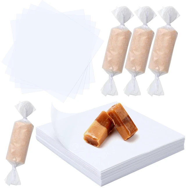 Main image of Wax Candy Wrappers 1000 Pieces Candy Wrappers for Caramels Pre-Cut Twisting Wax Paper Square Sheets 4.8x4.8inch for Caramel, Chocolate,Taffy,Lollipop
