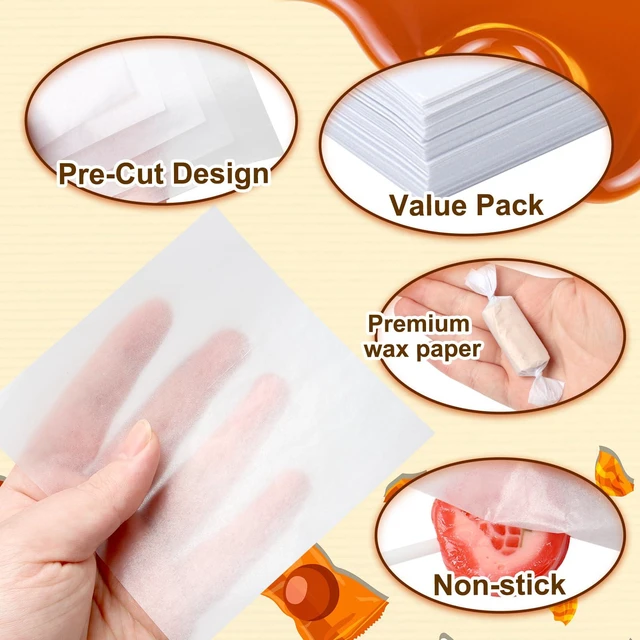 Alt view image 3 of 6 - Wax Candy Wrappers 1000 Pieces Candy Wrappers for Caramels Pre-Cut Twisting Wax Paper Square Sheets 4.8x4.8inch for Caramel, Chocolate,Taffy,Lollipop