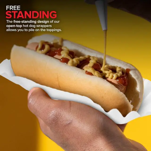 Alt view image 4 of 7 - Paper Hot Dog Trays (100 Pack) 6 Fluted Paper Hot Dog Liners - Disposable White Hot Dog Wrappers - Rectangular Food Trays for To-Go Orders, Takeout, Concessions Stands, Festivals