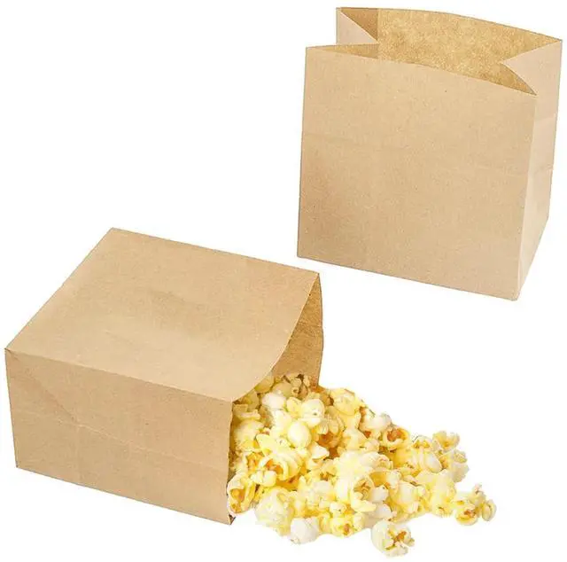 Main image of Small Brown Paper Bags for Snacks,50 Pack,Greaseproof Kraft Paper Bags,Recyclable,and Biodegradable,Mini Paper Wrappers For Popcorn,Cookies,Fries,Crafts,Gift Wrapping in Bulk (50Pack Brown)