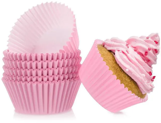 Main image of Pink Baking Cups, 100 pieces Standard Nonstick Cupcake Wrappers Baking Cup Holder Molds for Wedding, Birthday, Baby Shower, Holiday Party, Valentines Day Cupcake Liners