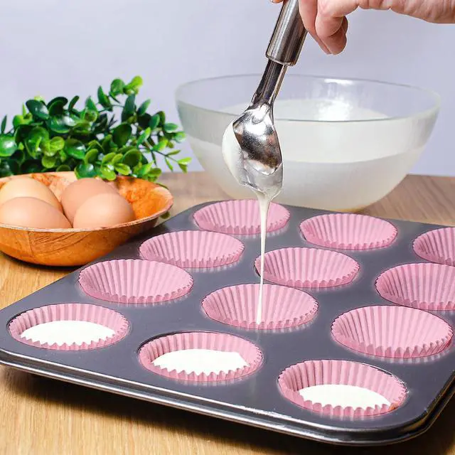 Alt view image 5 of 7 - Pink Baking Cups, 100 pieces Standard Nonstick Cupcake Wrappers Baking Cup Holder Molds for Wedding, Birthday, Baby Shower, Holiday Party, Valentines Day Cupcake Liners