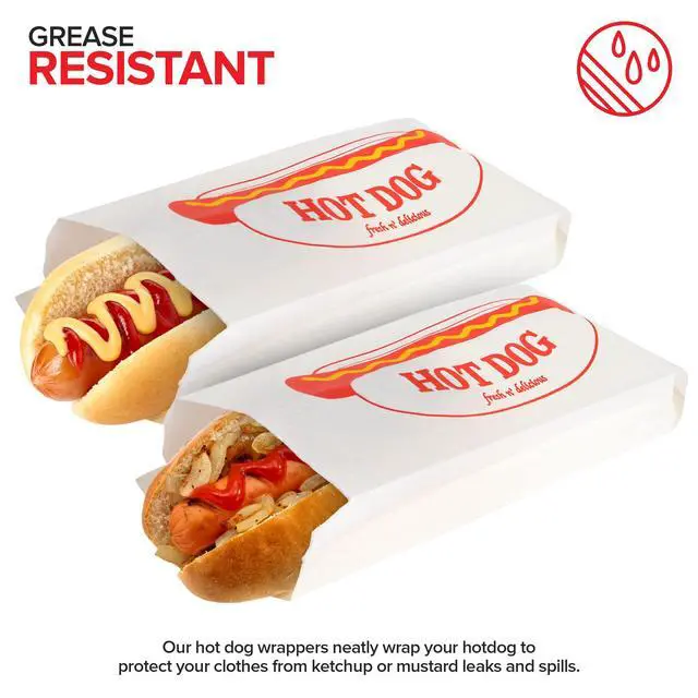 Alt view image 4 of 7 - Paper Hot Dog Bags (100 Pack) - Microwavable, Leak Resistant Sleeves for Food Stands, Food Trucks, Take Out, Delivery - Stock Your Home