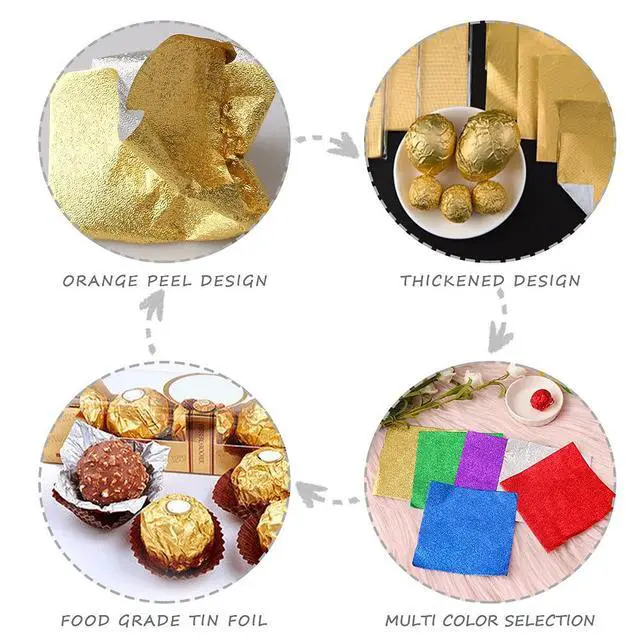 Alt view image 4 of 7 - 600 Pcs Foil Candy Wrappers, 4 x 4 In, 6 Colors DIY Square Package Paper | Food-Grade Aluminum Foil, Easy To Shape, Keeps Candy Fresh, Great For Chocolate, Easter Eggs, Crafts And Candy Decorations