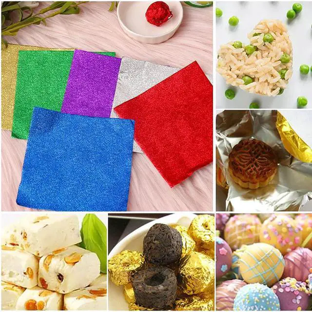Alt view image 7 of 7 - 600 Pcs Foil Candy Wrappers, 4 x 4 In, 6 Colors DIY Square Package Paper | Food-Grade Aluminum Foil, Easy To Shape, Keeps Candy Fresh, Great For Chocolate, Easter Eggs, Crafts And Candy Decorations