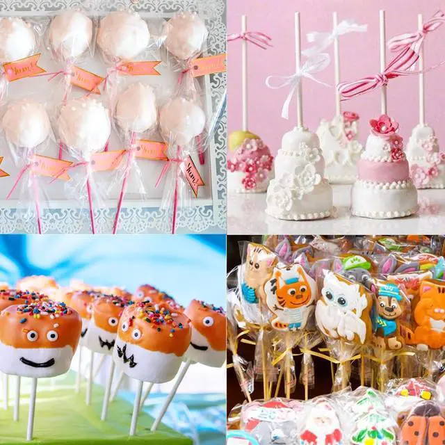 Alt view image 6 of 7 - Cake Pop Sticks and Wrappers Ties Kit, 360Pcs | 120ct 6 Inch Paper Lollipop Sticks, 120ct Cake Pop Parcel Bags, 120ct Silver Twist Ties, For Candy Making Packaging Supplies