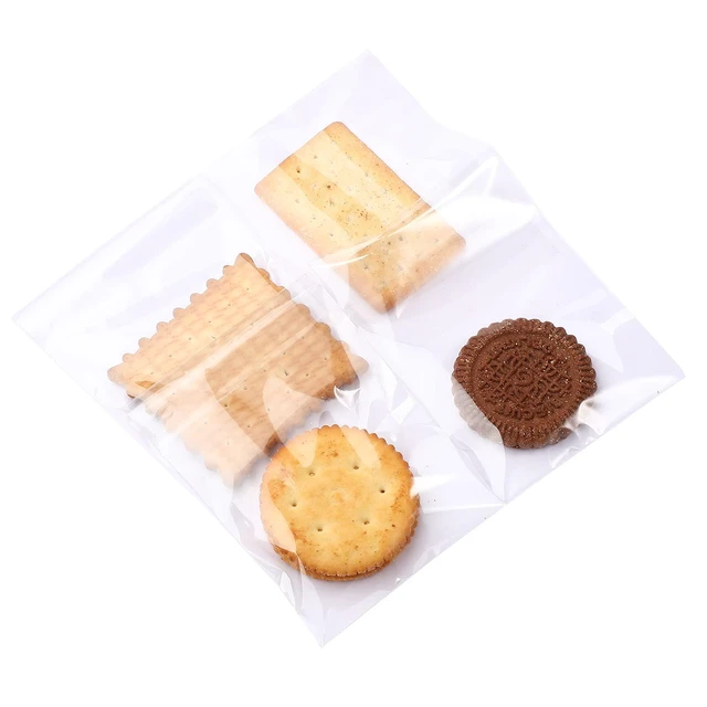 Alt view image 5 of 6 - 240 Pcs Cellophane Bags Sealing, 4 Size Clear for Candy | Resealable Cello Cookies Treats, Plastic Packaging Adhesive Wrapper, Clear Goodie Party Favors Bakery Supplies