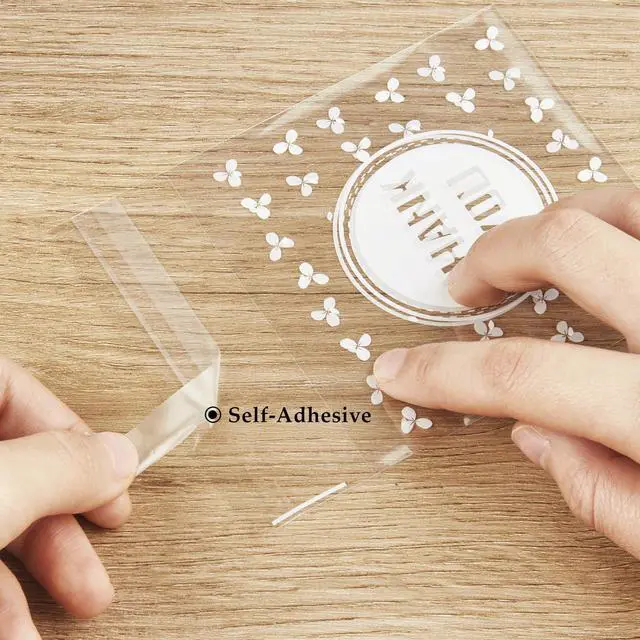 Alt view image 4 of 7 - 300pcs Self-Adhesive Thank You Cookie Bags, 4x4 Inch White Polka Dot Clear Cellophane Treat Bags for Individual Dessert Pastry Goodie Candy Cookie Packaging, Party Favors, Bake Sale