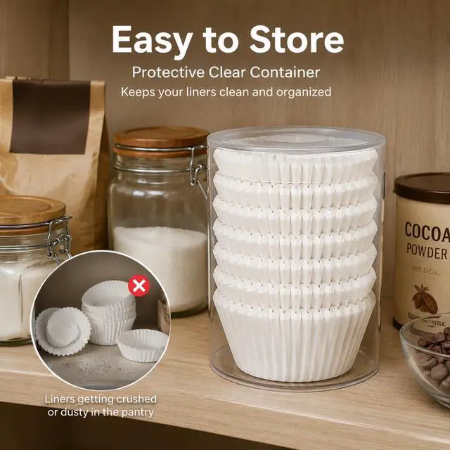 Alt view image 7 of 7 - 200 Count Non-stick Standard White Cupcake Liners, Food-grade Parchment Muffin Liners, Greaseproof Baking Cups for Cupcakes, Muffins and Nuts