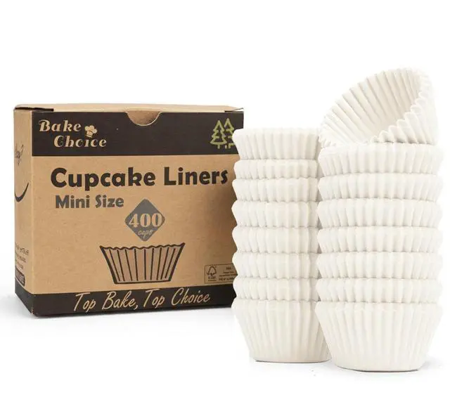 Main image of 400pcs White Cupcake Liners for Baking, Mini Muffin Liners | Greaseproof Muffin Liners,Non-Stick, Food Grade Cupcake Wrapper for for Party, Wedding, Birthday, Christmas, Valentines