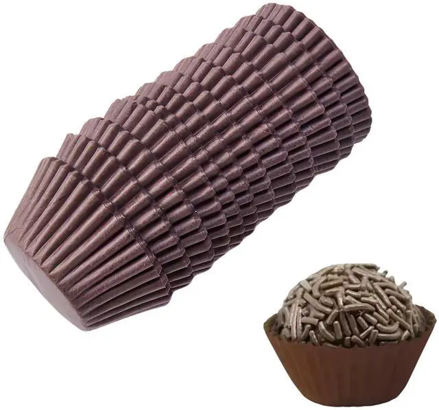 Main image of Forminha de Brigadeiro No. 4, 1 in Brown Paper Cups, 1000 Pack | Forminhas Para Brigadeiro, Small Paper Wrappers, For Chocolate Truffles, Candy, Baking And Party Desserts