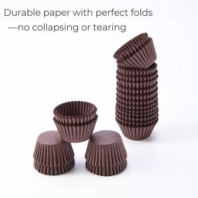 Alt view image 4 of 7 - Forminha de Brigadeiro No. 4, 1 in Brown Paper Cups, 1000 Pack | Forminhas Para Brigadeiro, Small Paper Wrappers, For Chocolate Truffles, Candy, Baking And Party Desserts
