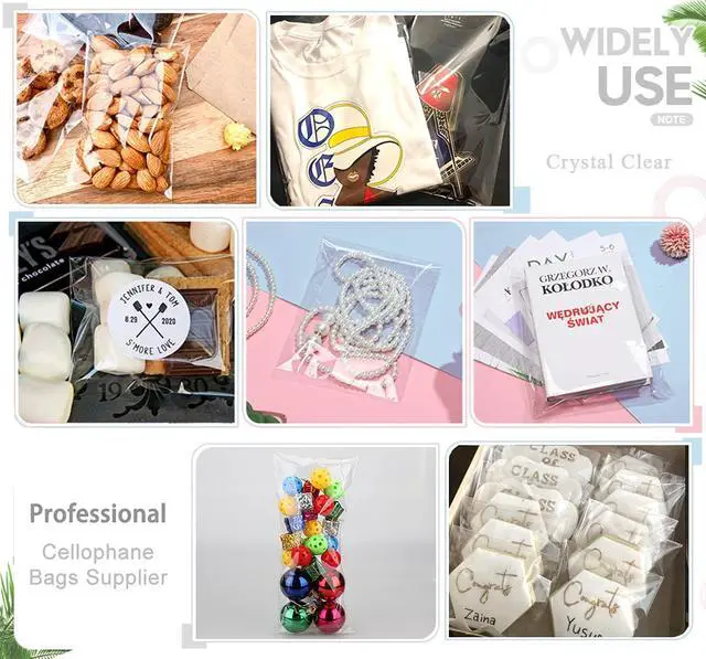 Alt view image 5 of 7 - Self Sealing Cellophane Bags 100 Pcs 4 X 5 Inch,Cookie Bags With Seal for Gift Wrapping,Packaging Candies,Dessert,Bakery, Cookies, Chocolate,Party Favo,Wedding and Holiday Packaging