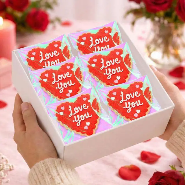 Alt view image 5 of 6 - 4x4 Inch Cookie Bags with Seals, Iridescent Self Adhesive Sealing Cellophane Brownie Wrappers Bags, Holographic Individual Treat Plastic Bags for Gift, Baking, Snack Packaging (100 Pcs)