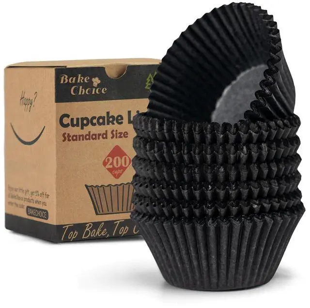 Main image of 200pcs Standard cupcake liners for Baking, Black Muffin Liners | Food Grade Cupcake Wrappers, Greaseproof Parchment Paper, For Martin Luther King Jr Day Decorations