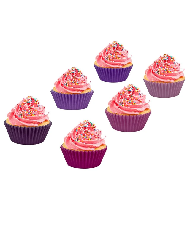 Alt view image 3 of 6 - 300 Counts Cupcake Liners Cupcake Cups Food Grade 6 Solid Pink Purple Colors Cupcake Papers Muffin Baking Cups Cupcake Wrappers (Standard Size)