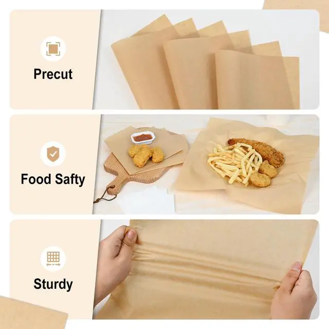 Alt view image 3 of 5 - 12 x 12" Grease Resistant Deli Paper Precut Sheets, 100 Pcs | Kraft Unbleached Food Basket Liners, Sandwich Wrapping Paper, for Deli Food, BBQ, Picnic, Party