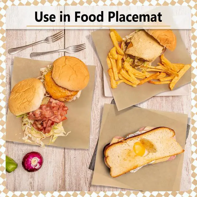 Alt view image 5 of 5 - 12 x 12" Grease Resistant Deli Paper Precut Sheets, 100 Pcs | Kraft Unbleached Food Basket Liners, Sandwich Wrapping Paper, for Deli Food, BBQ, Picnic, Party