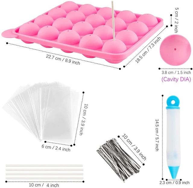 Alt view image 2 of 7 - Cake Pop Mold Set of 262 | Including 20 Cavities Silicone Cake Pop Molds, Cake Pop Sticks, Cake Pop Wrappers, Sliver Twist Ties, Decorating Pen