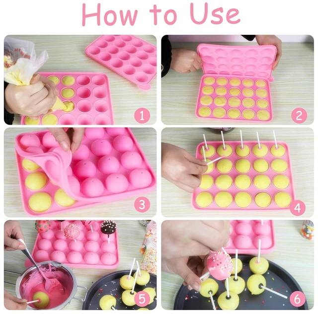 Alt view image 4 of 7 - Cake Pop Mold Set of 262 | Including 20 Cavities Silicone Cake Pop Molds, Cake Pop Sticks, Cake Pop Wrappers, Sliver Twist Ties, Decorating Pen