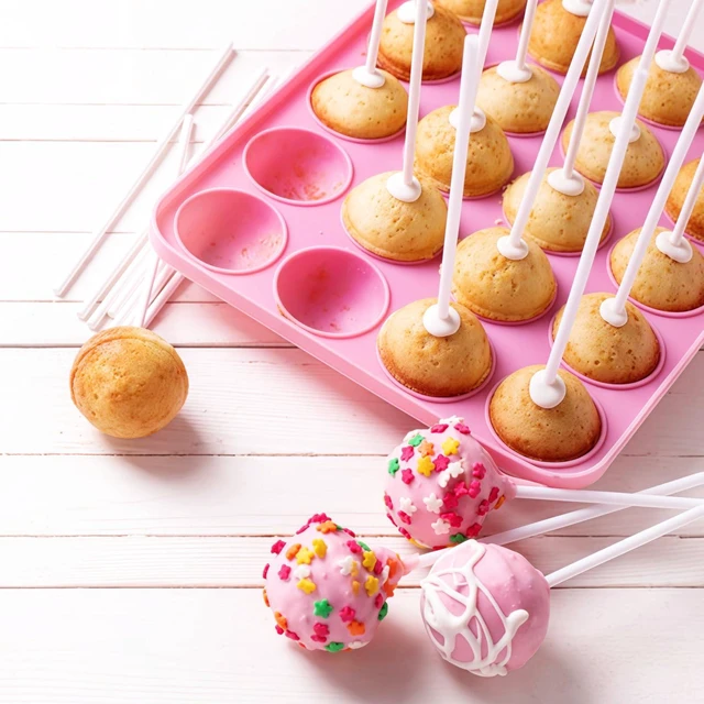 Alt view image 6 of 7 - Cake Pop Mold Set of 262 | Including 20 Cavities Silicone Cake Pop Molds, Cake Pop Sticks, Cake Pop Wrappers, Sliver Twist Ties, Decorating Pen