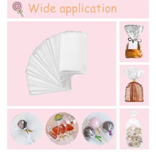 Alt view image 3 of 6 - 300 Pop Sticks and Wrappers Kit for CakePop, Chocolate and Cookies | Including 100ct 4-inch Papery Lollipop Treat Sticks, 100ct Clear Parcel Bags, 100ct Colorful Twist Ties