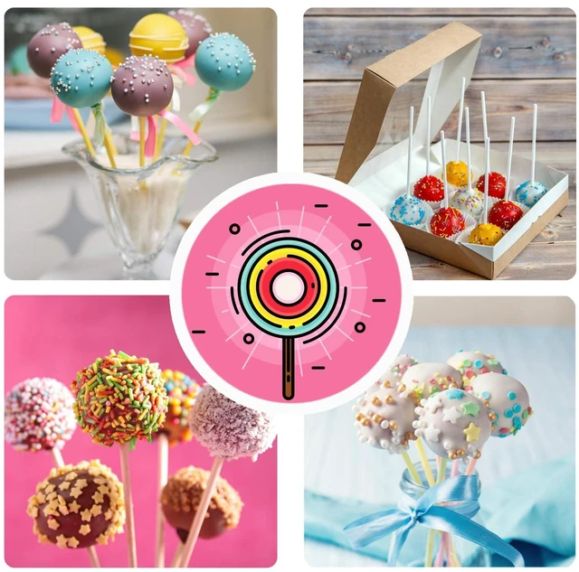Alt view image 5 of 6 - 300 Pop Sticks and Wrappers Kit for CakePop, Chocolate and Cookies | Including 100ct 4-inch Papery Lollipop Treat Sticks, 100ct Clear Parcel Bags, 100ct Colorful Twist Ties