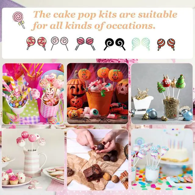 Alt view image 6 of 6 - 300 Pop Sticks and Wrappers Kit for CakePop, Chocolate and Cookies | Including 100ct 4-inch Papery Lollipop Treat Sticks, 100ct Clear Parcel Bags, 100ct Colorful Twist Ties