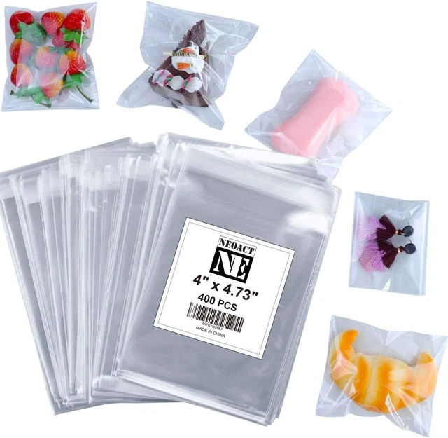Main image of 400 Pcs 4"x4.73" Clear Resealable Cellophane Bags Good for Bakery, Candle, Soap, Cookie Poly Bags