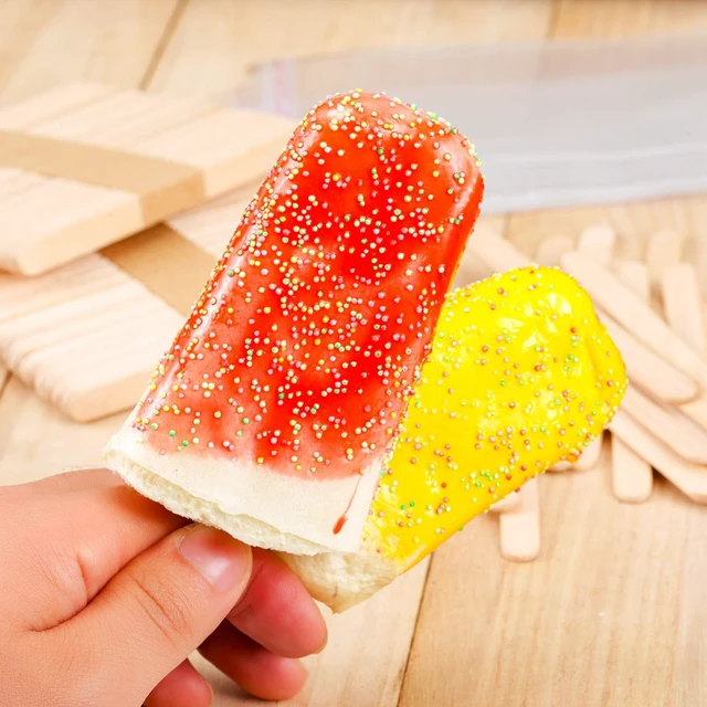 Alt view image 5 of 7 - 200 Pieces Ice Cream Sticks and Bags Set, 4.49 Inch, 8.27 x 3.15 Inch | Self Adhesive Clear Plastic Bags, Disposable Wooden Sticks, Ice Pop Craft Tool, for Cakesicle Wrappers, DIY Frozen Treats