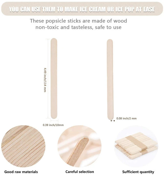 Alt view image 6 of 7 - 200 Pieces Ice Cream Sticks and Bags Set, 4.49 Inch, 8.27 x 3.15 Inch | Self Adhesive Clear Plastic Bags, Disposable Wooden Sticks, Ice Pop Craft Tool, for Cakesicle Wrappers, DIY Frozen Treats