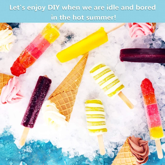 Alt view image 4 of 7 - 200 Pieces Ice Cream Sticks and Bags Set, 4.49 Inch, 8.27 x 3.15 Inch | Self Adhesive Clear Plastic Bags, Disposable Wooden Sticks, Ice Pop Craft Tool, for Cakesicle Wrappers, DIY Frozen Treats