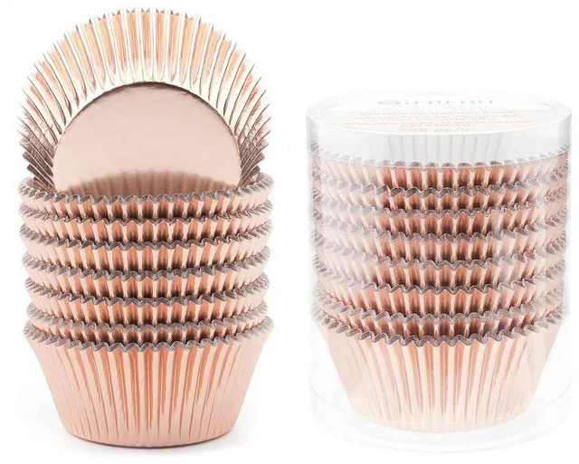 Alt view image 2 of 5 - Standard Rose Gold Foil Cupcake Liners Paper Baking Cups 200-Count | Muffin Liners With Style, Metallic Foil Baking Cups Sturdy Enough, Vibrant Colors and Won't Fade When Baked