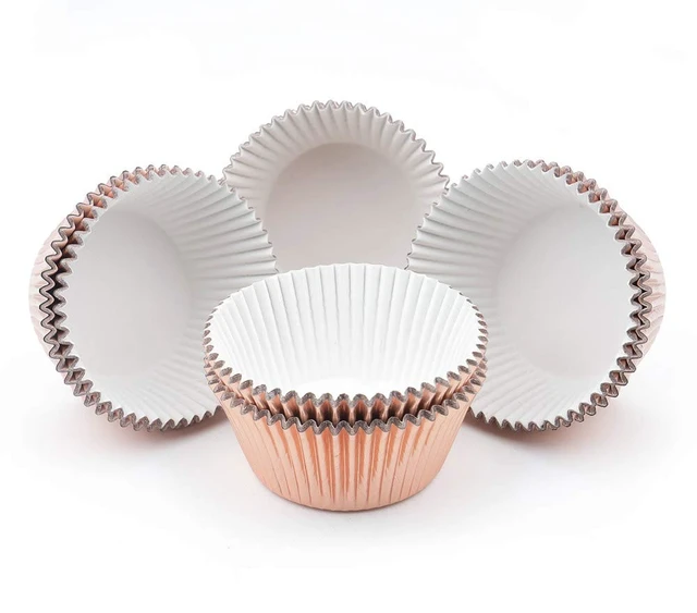 Alt view image 4 of 5 - Standard Rose Gold Foil Cupcake Liners Paper Baking Cups 200-Count | Muffin Liners With Style, Metallic Foil Baking Cups Sturdy Enough, Vibrant Colors and Won't Fade When Baked
